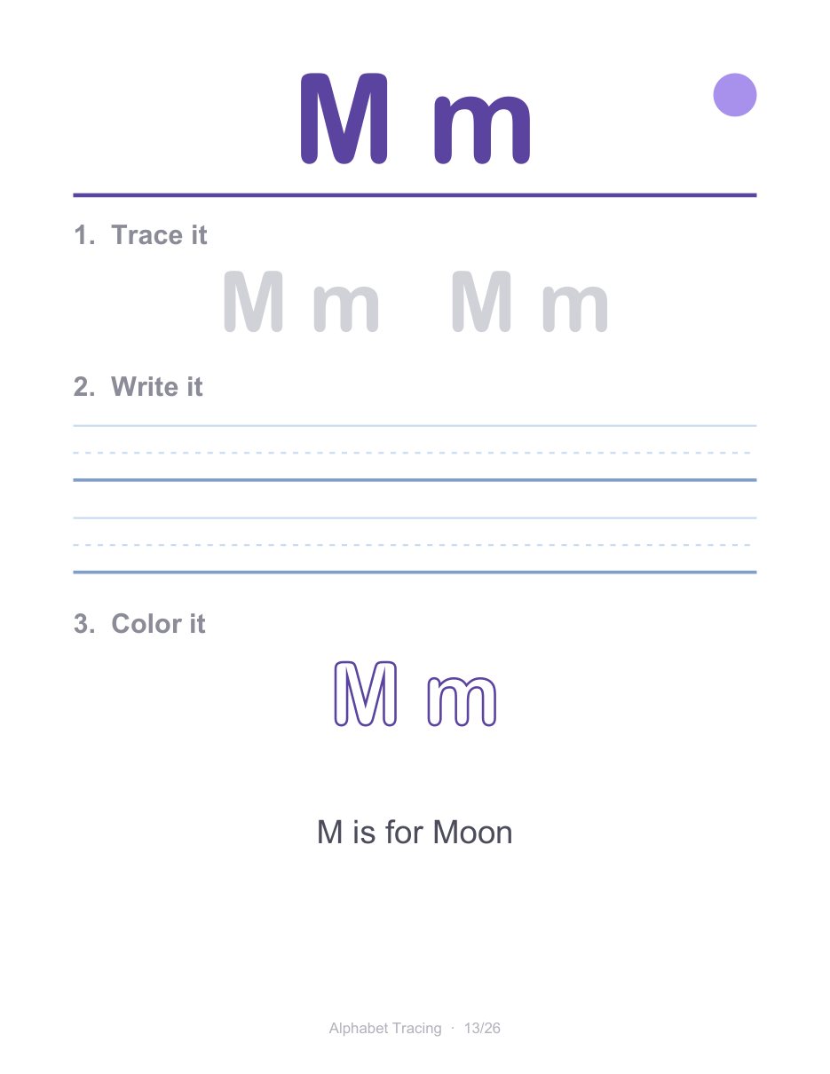 Real page 15 of 30 from the Alphabet Tracing A-Z workbook.