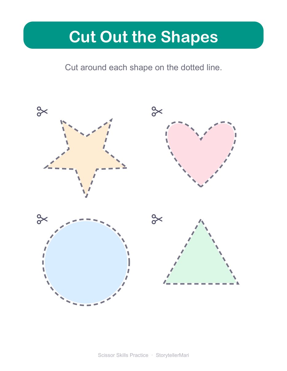 Real page 10 of 12 from the Scissor Skills workbook.