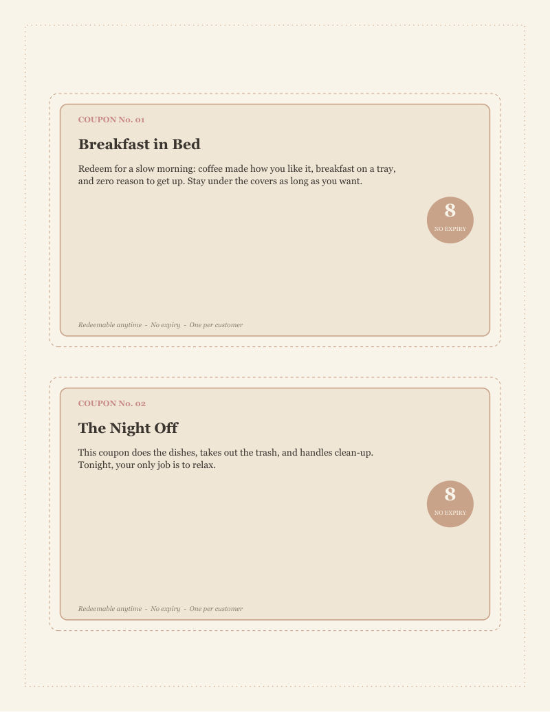 Little Acts of Love — romantic redeemable coupons