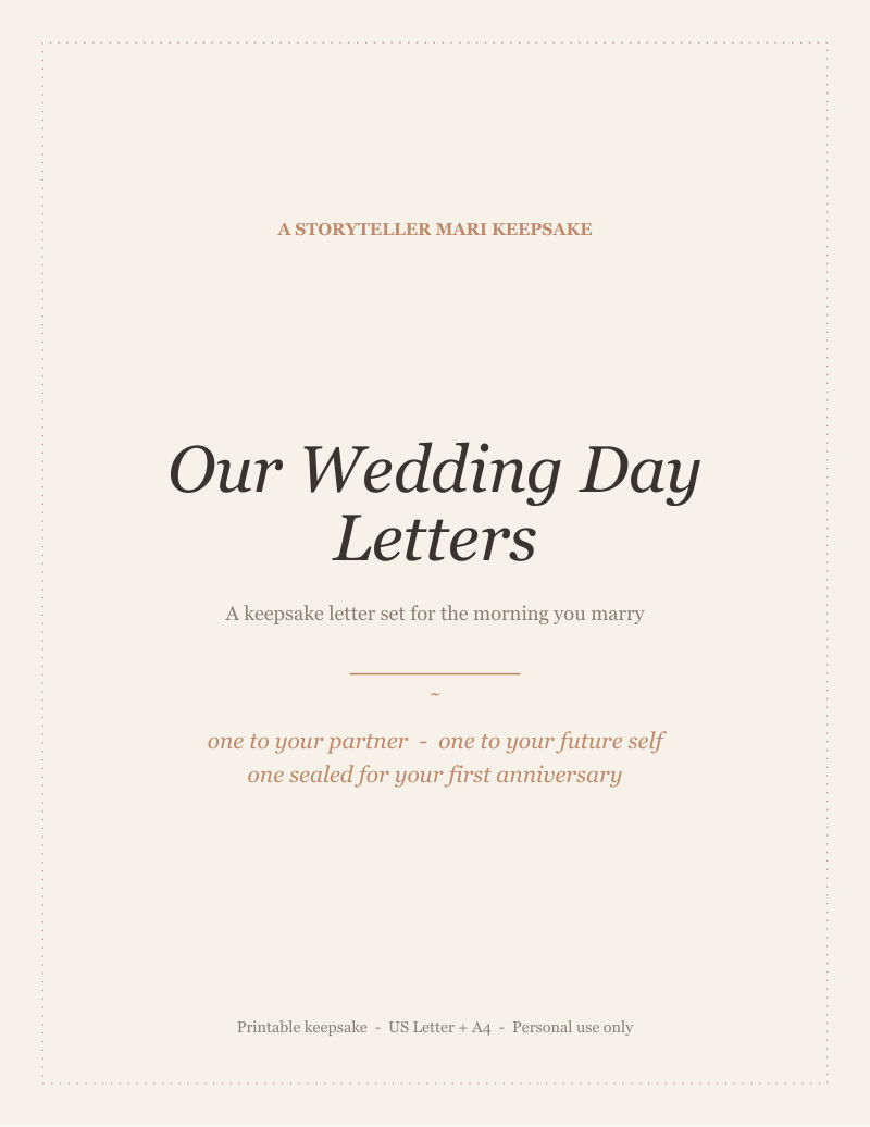 Our Wedding Day Letters — keepsake title page